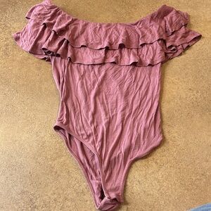 Elegant Ruffled Mauve Bodysuit